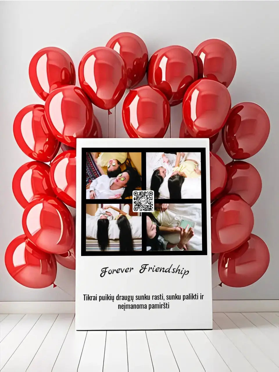 Personalizuotas "Forever Friendship" dizaino kūrinys ant drobės su jūsų nuotraukomis ir tekstu Drobe - dovanokis.lt