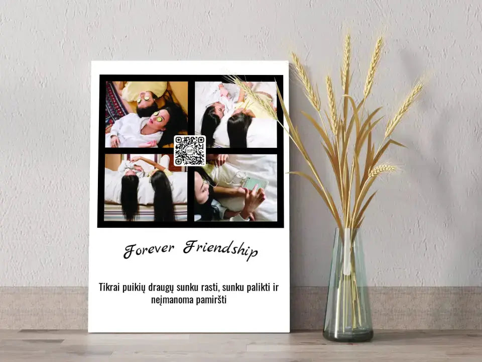 Personalizuotas "Forever Friendship" dizaino kūrinys ant drobės su jūsų nuotraukomis ir tekstu Drobe - dovanokis.lt