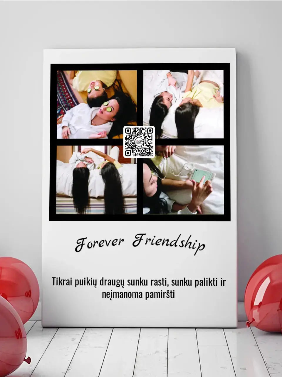 Personalizuotas "Forever Friendship" dizaino kūrinys ant drobės su jūsų nuotraukomis ir tekstu Drobe - dovanokis.lt