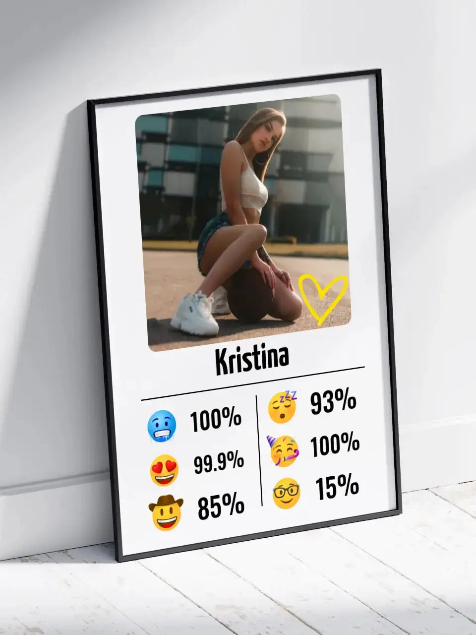 Personalizuotas "Emojis" dizaino įrėmintas plakatas su jūsų nuotrauka ir vardu Posteris(Plakatas) - dovanokis.lt