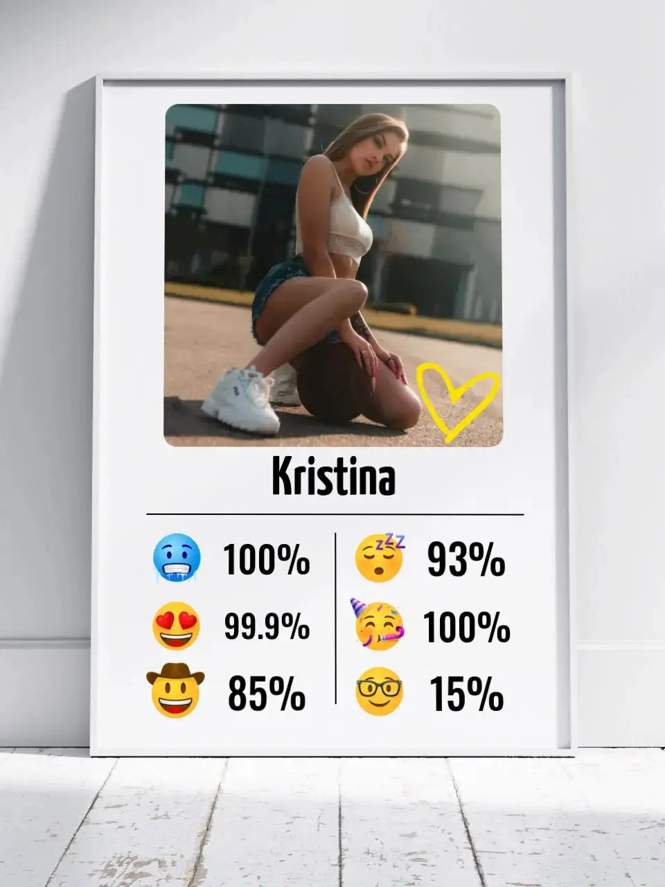 Personalizuotas "Emojis" dizaino įrėmintas plakatas su jūsų nuotrauka ir vardu Posteris(Plakatas) - dovanokis.lt