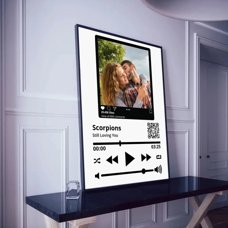 Personalizuotas "Besties" dizaino įrėmintas plakatas su jūsų nuotrauka ir pasirinkta daina Posteris(Plakatas) - dovanokis.lt