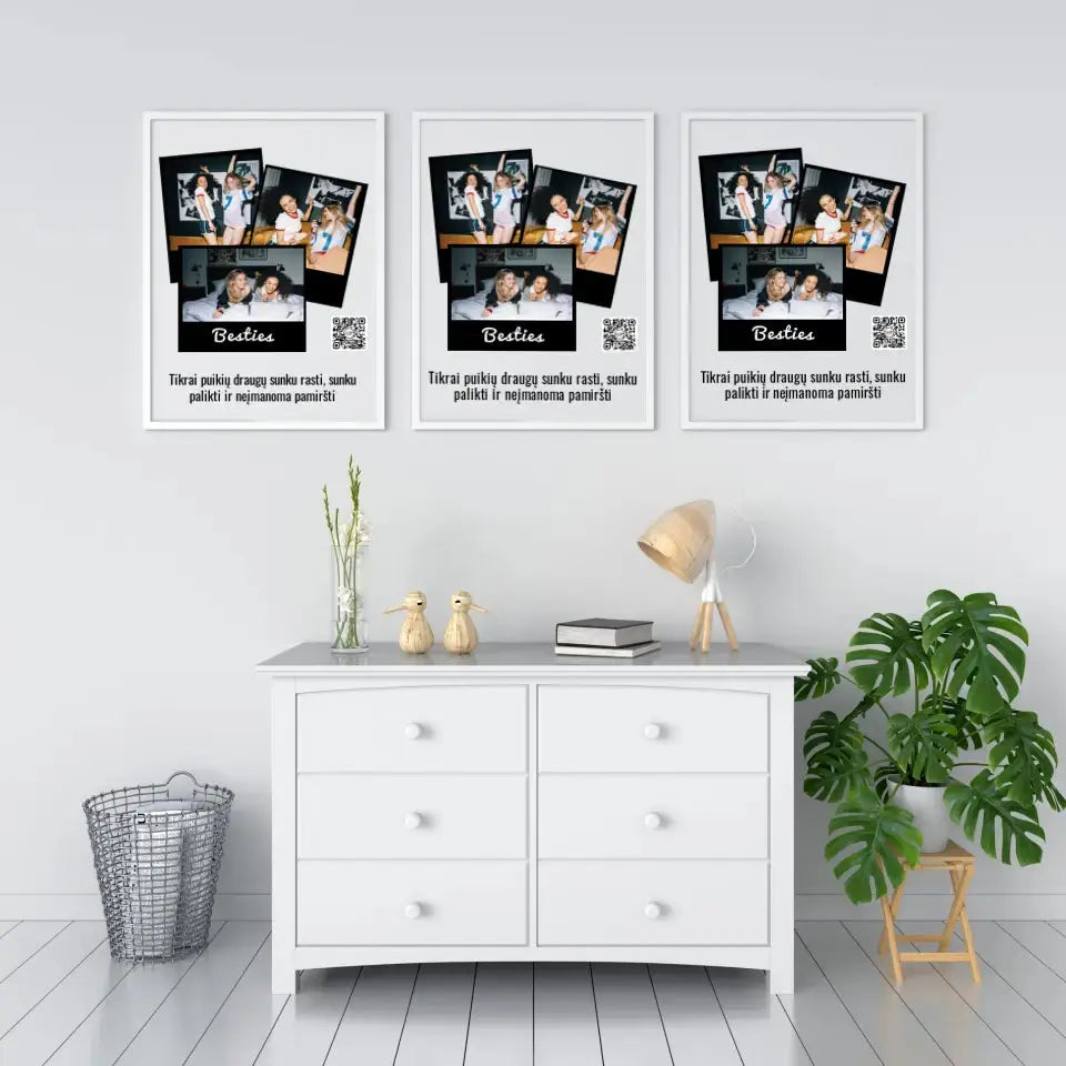 Personalizuotas "Besties" dizaino įrėmintas plakatas su jūsų nuotrauka ir tekstu Posteris(Plakatas) - dovanokis.lt