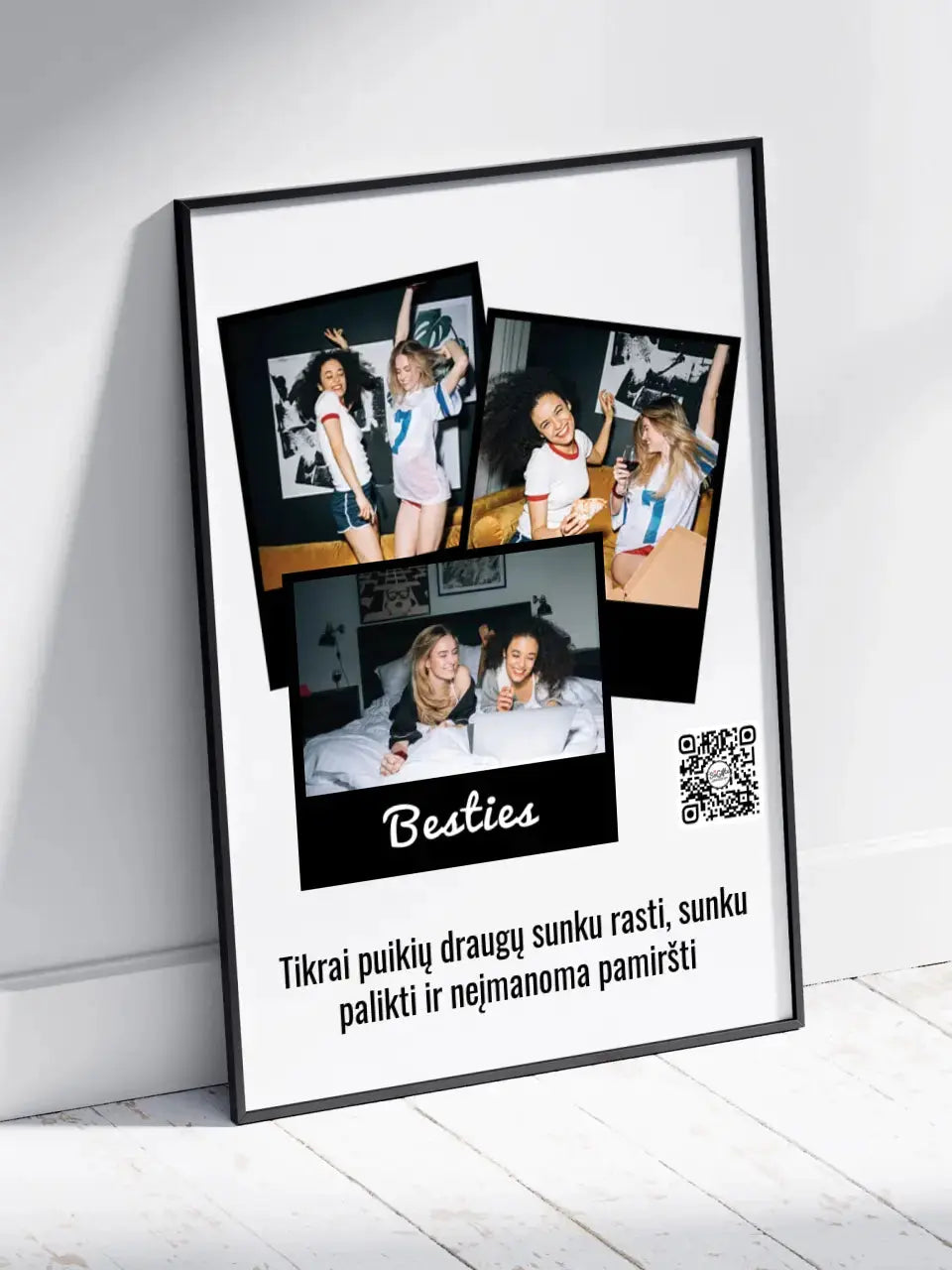 Personalizuotas "Besties" dizaino įrėmintas plakatas su jūsų nuotrauka ir tekstu Posteris(Plakatas) - dovanokis.lt