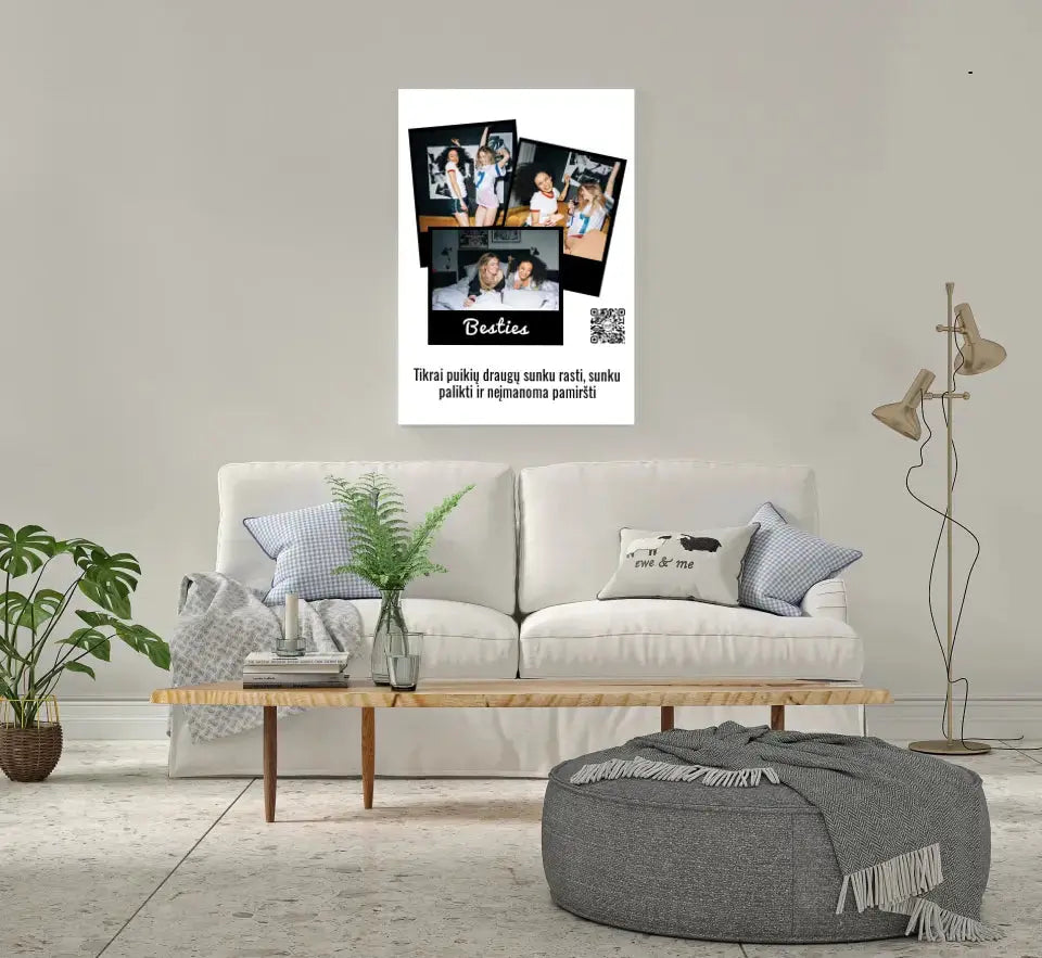 Personalizuotas "Besties" kūrinys ant drobės su jūsų nuotrauka ir tekstu Drobe - dovanokis.lt