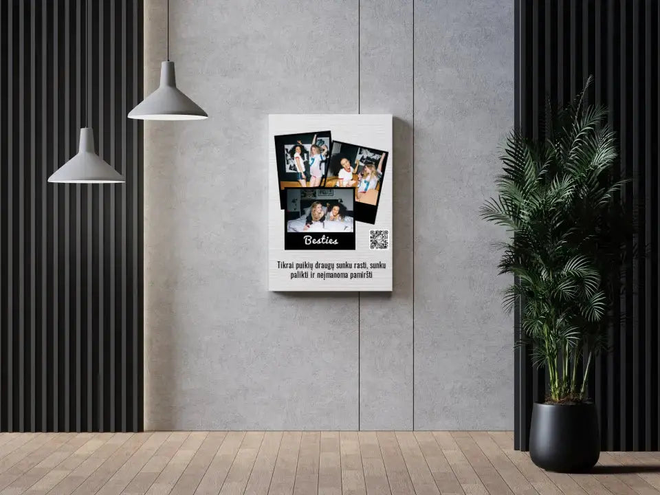 Personalizuotas "Besties" kūrinys ant drobės su jūsų nuotrauka ir tekstu Drobe - dovanokis.lt