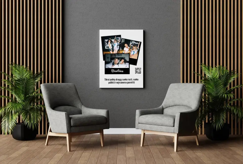 Personalizuotas "Besties" kūrinys ant drobės su jūsų nuotrauka ir tekstu Drobe - dovanokis.lt