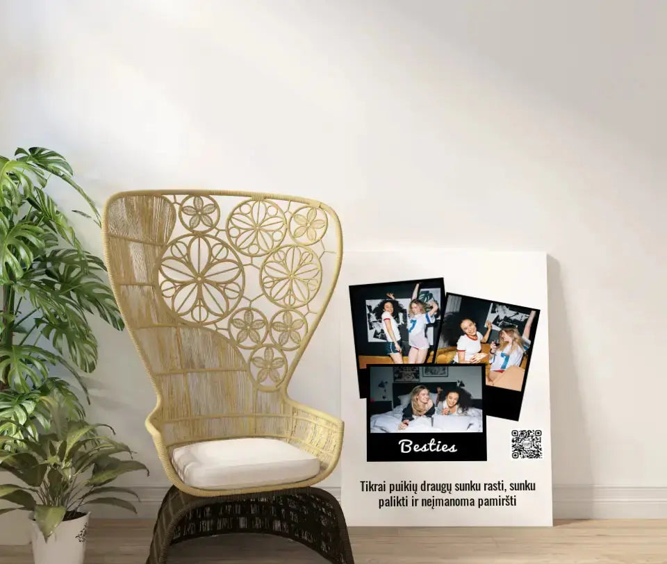 Personalizuotas "Besties" kūrinys ant drobės su jūsų nuotrauka ir tekstu Drobe - dovanokis.lt