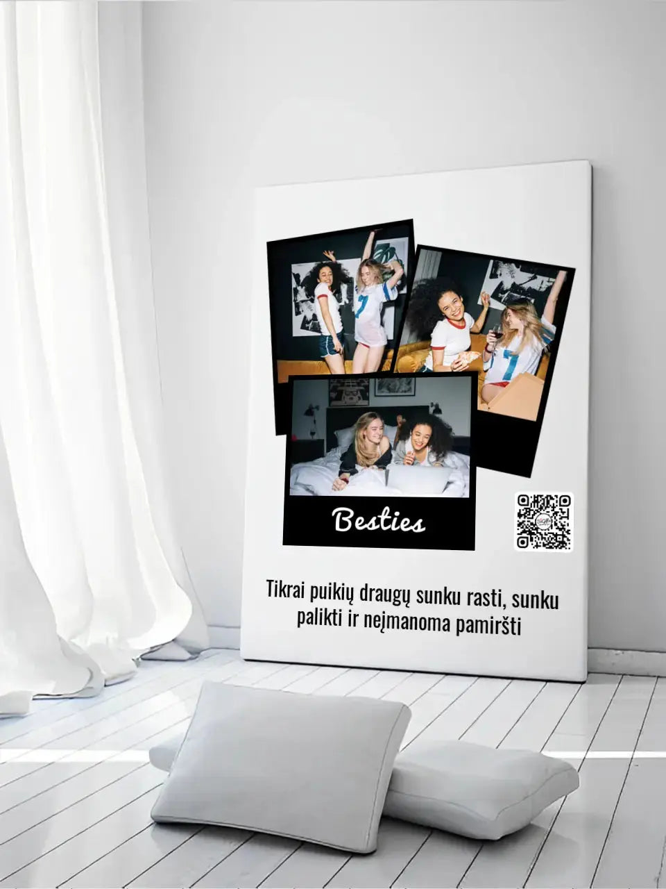 Personalizuotas "Besties" kūrinys ant drobės su jūsų nuotrauka ir tekstu Drobe - dovanokis.lt