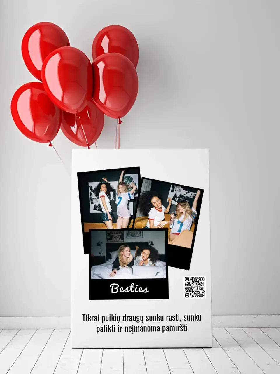 Personalizuotas "Besties" kūrinys ant drobės su jūsų nuotrauka ir tekstu Drobe - dovanokis.lt