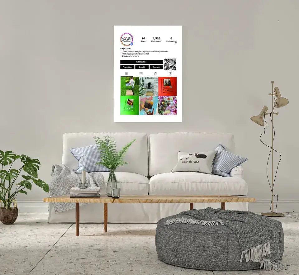 Personalizuotas "Instagram Profilio" dizaino kūrinys ant drobės su jūsų nuotraukomis Drobe - dovanokis.lt