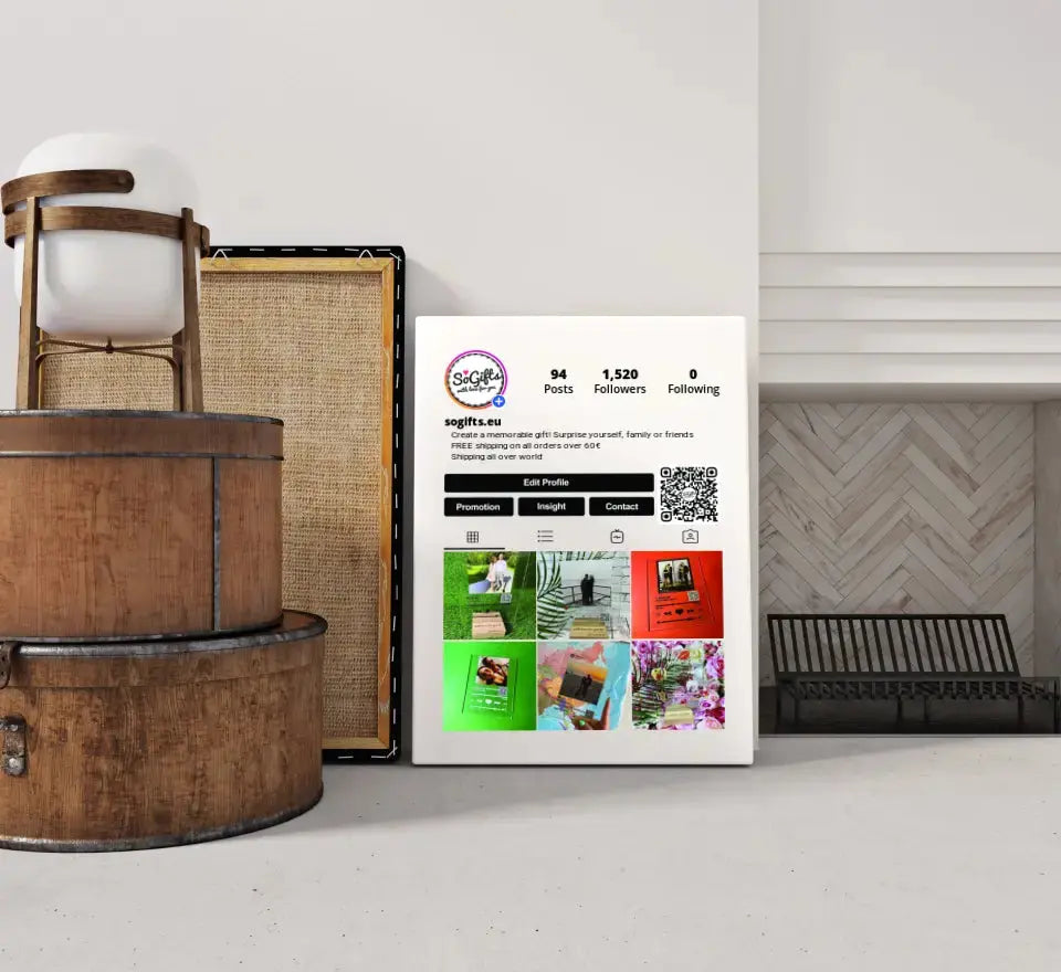 Personalizuotas "Instagram Profilio" dizaino kūrinys ant drobės su jūsų nuotraukomis Drobe - dovanokis.lt