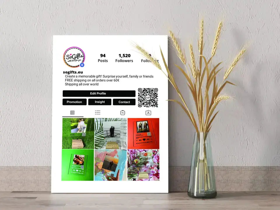 Personalizuotas "Instagram Profilio" dizaino kūrinys ant drobės su jūsų nuotraukomis Drobe - dovanokis.lt