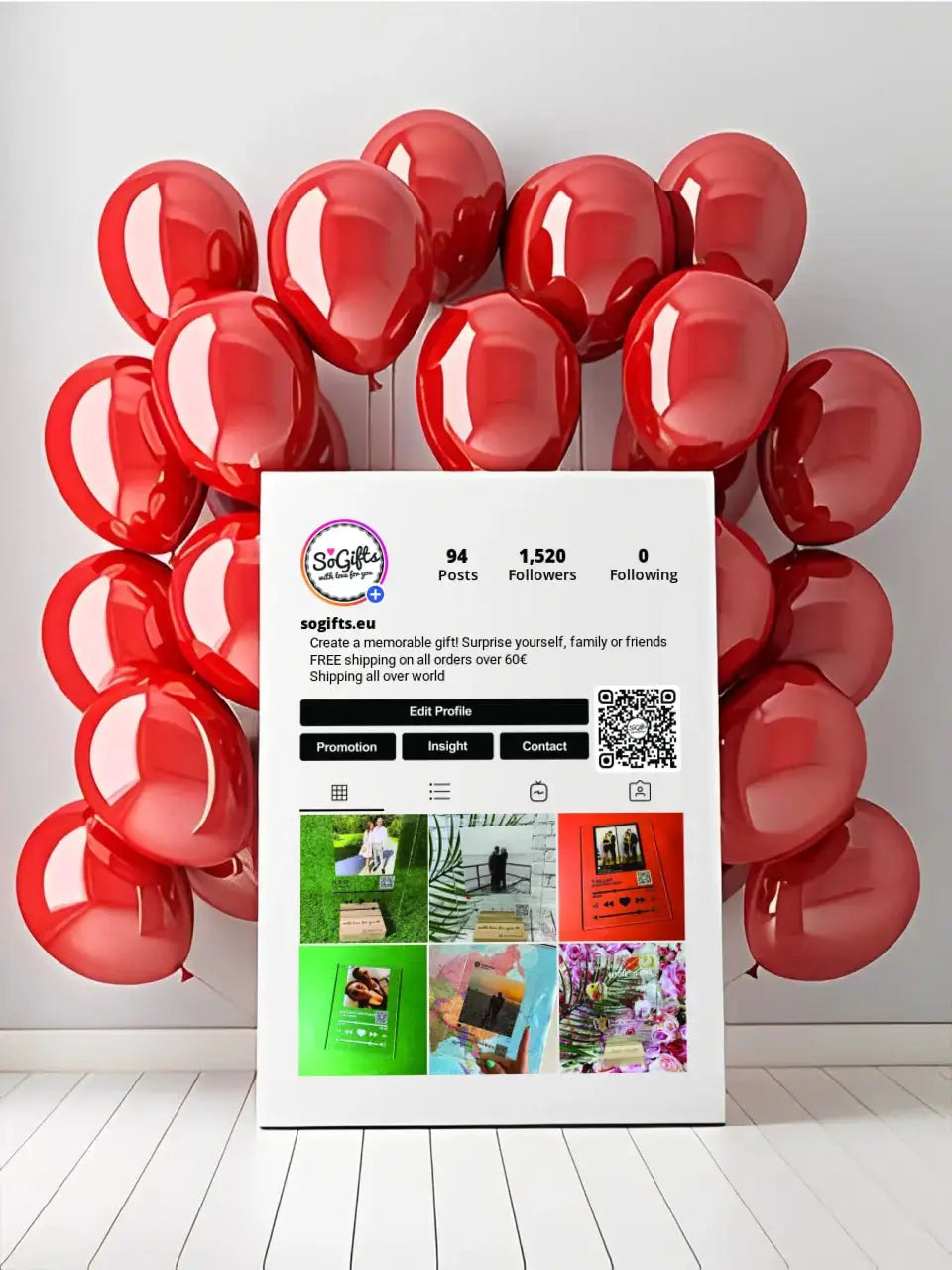 Personalizuotas "Instagram Profilio" dizaino kūrinys ant drobės su jūsų nuotraukomis Drobe - dovanokis.lt