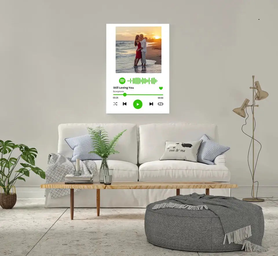 Personalizuotas Spotify muzikos grotuvas ant drobės su jūsų nuotrauka, daina ir spotify kodu Drobe - dovanokis.lt