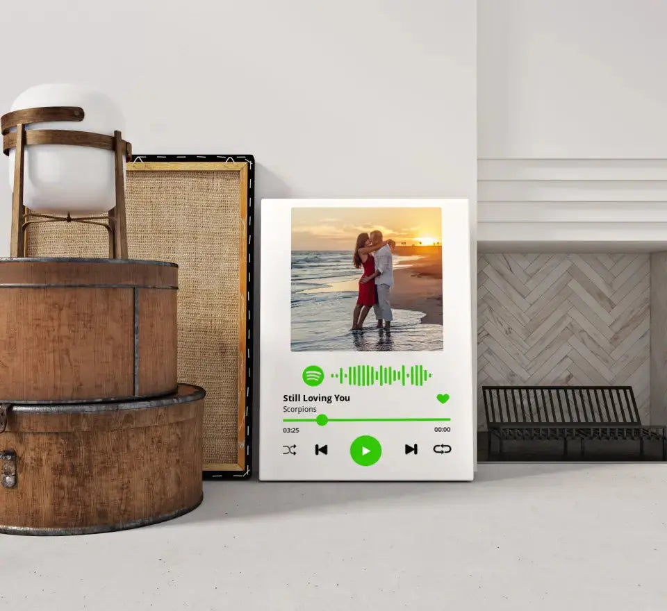 Personalizuotas Spotify muzikos grotuvas ant drobės su jūsų nuotrauka, daina ir spotify kodu Drobe - dovanokis.lt