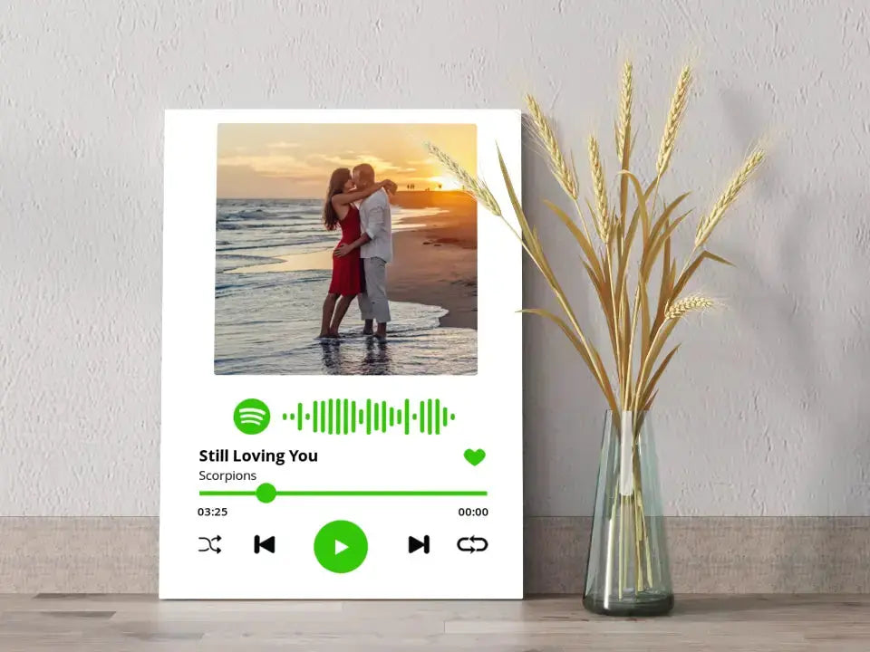 Personalizuotas Spotify muzikos grotuvas ant drobės su jūsų nuotrauka, daina ir spotify kodu Drobe - dovanokis.lt