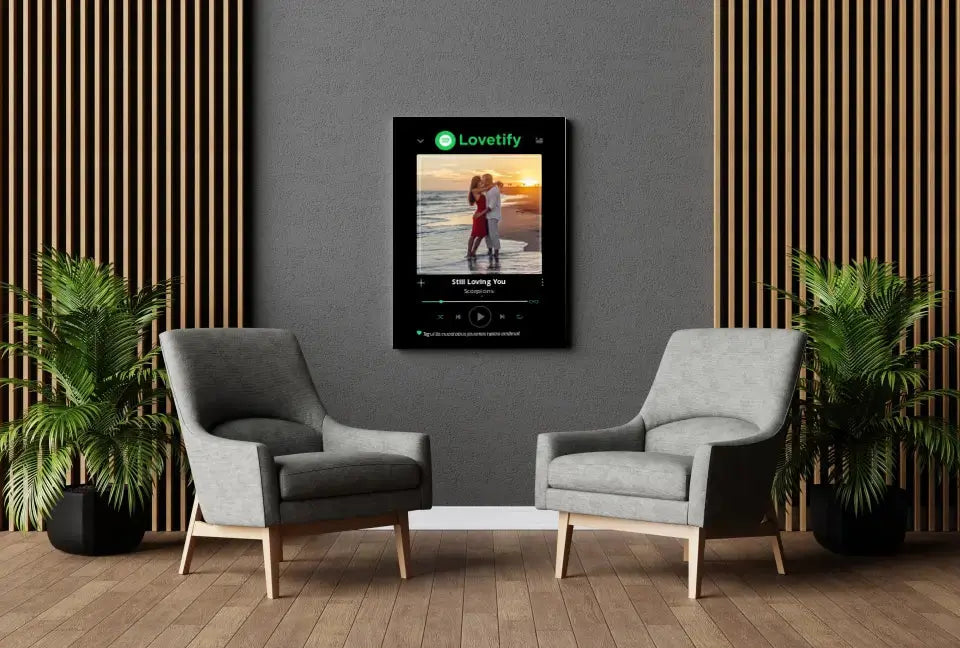 Personalizuotas Lovetify muzikos grotuvas ant drobės su jūsų nuotrauka ir daina Drobe - dovanokis.lt