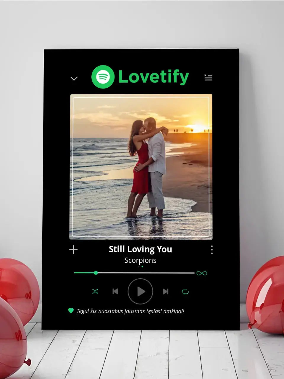 Personalizuotas Lovetify muzikos grotuvas ant drobės su jūsų nuotrauka ir daina Drobe - dovanokis.lt