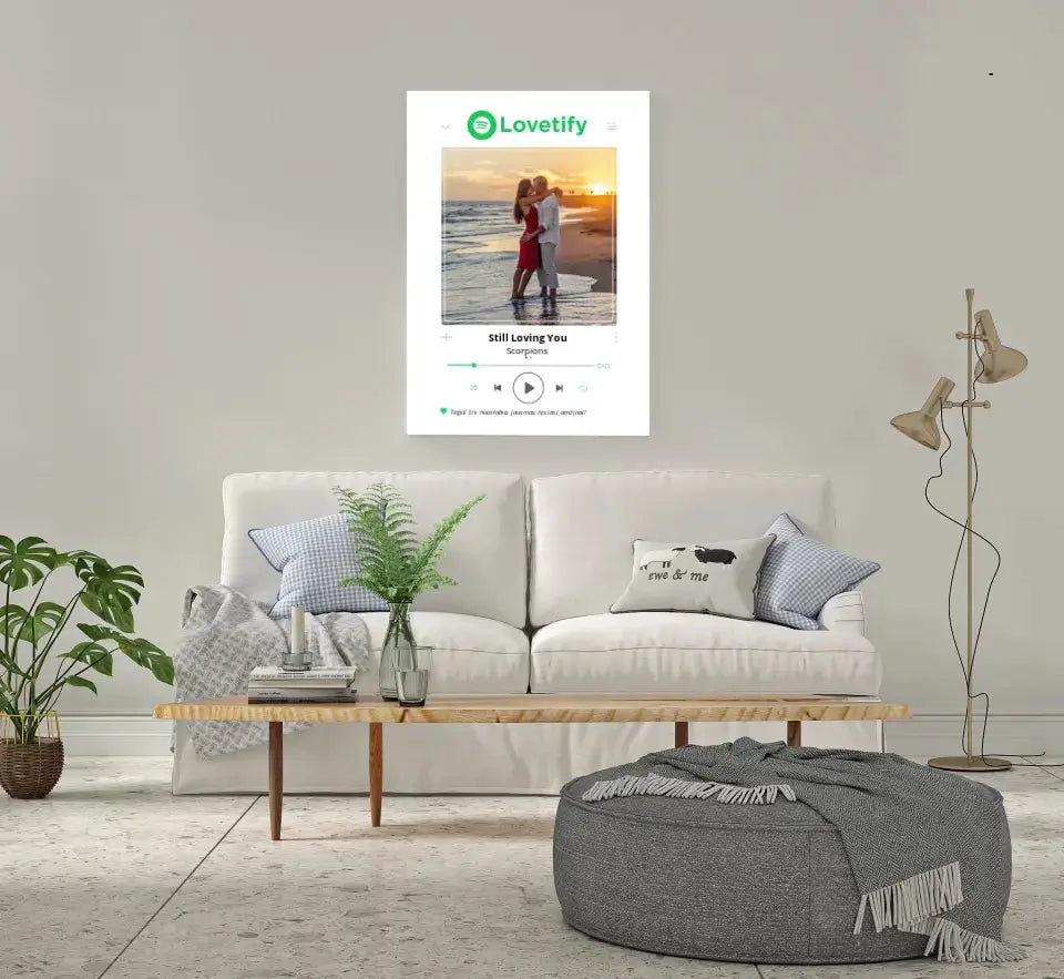 Personalizuotas Lovetify muzikos grotuvas ant drobės su jūsų nuotrauka ir daina Drobe - dovanokis.lt