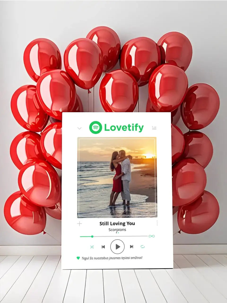 Personalizuotas Lovetify muzikos grotuvas ant drobės su jūsų nuotrauka ir daina Drobe - dovanokis.lt