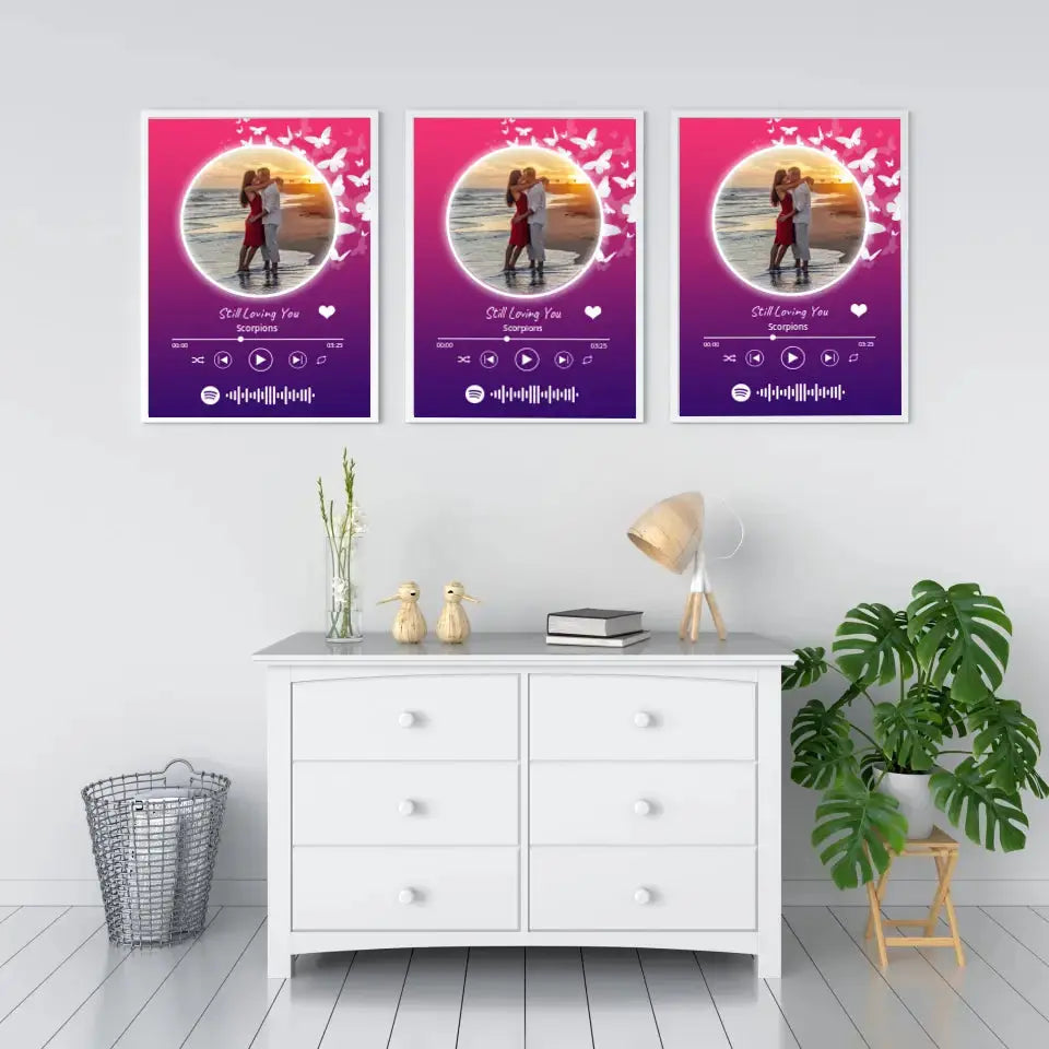 Personalizuotas Spotify muzikos grotuvo įrėmintas plakatas su jūsų nuotrauka, daina ir spotify kodu Posteris(Plakatas) - dovanokis.lt