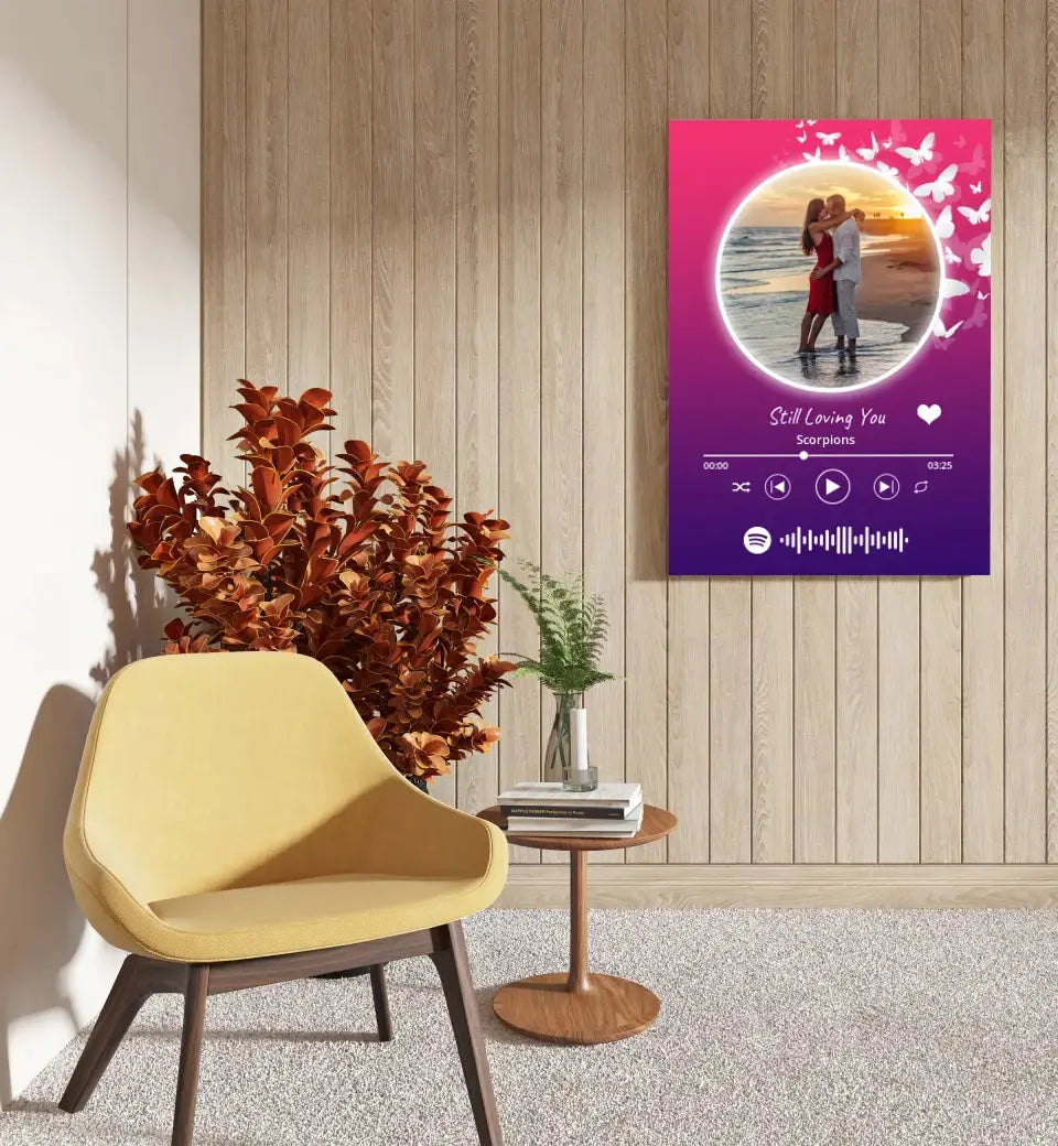 Personalizuotas Spotify muzikos grotuvas ant drobės su jūsų nuotrauka, daina ir spotify kodu Drobe - dovanokis.lt