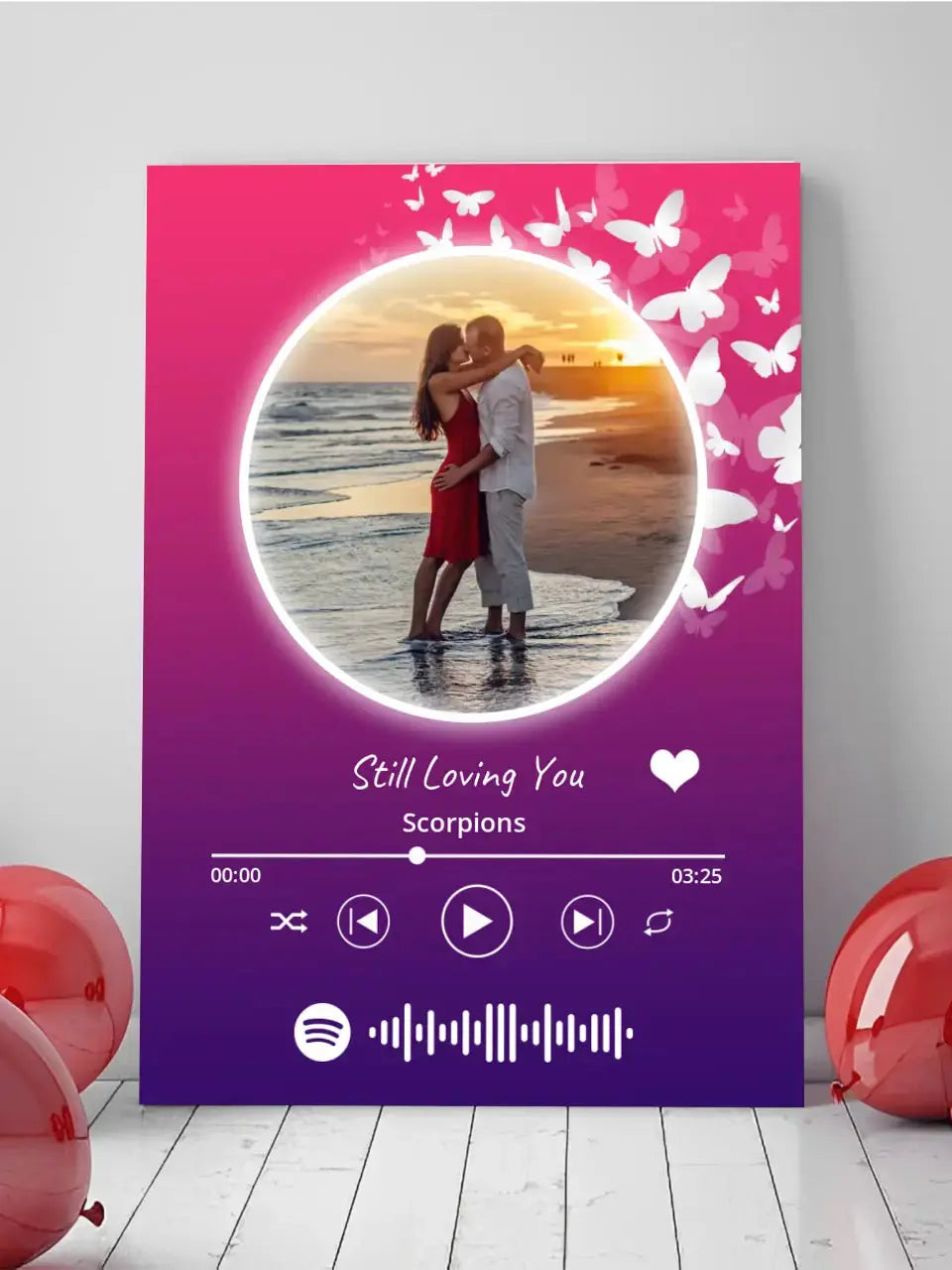 Personalizuotas Spotify muzikos grotuvas ant drobės su jūsų nuotrauka, daina ir spotify kodu Drobe - dovanokis.lt