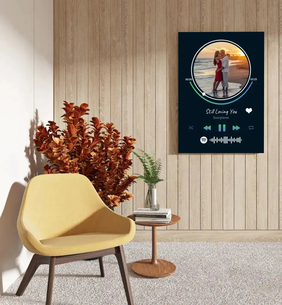 Personalizuotas Spotify muzikos grotuvas ant drobės su jūsų nuotrauka, daina ir spotify kodu Drobe - dovanokis.lt