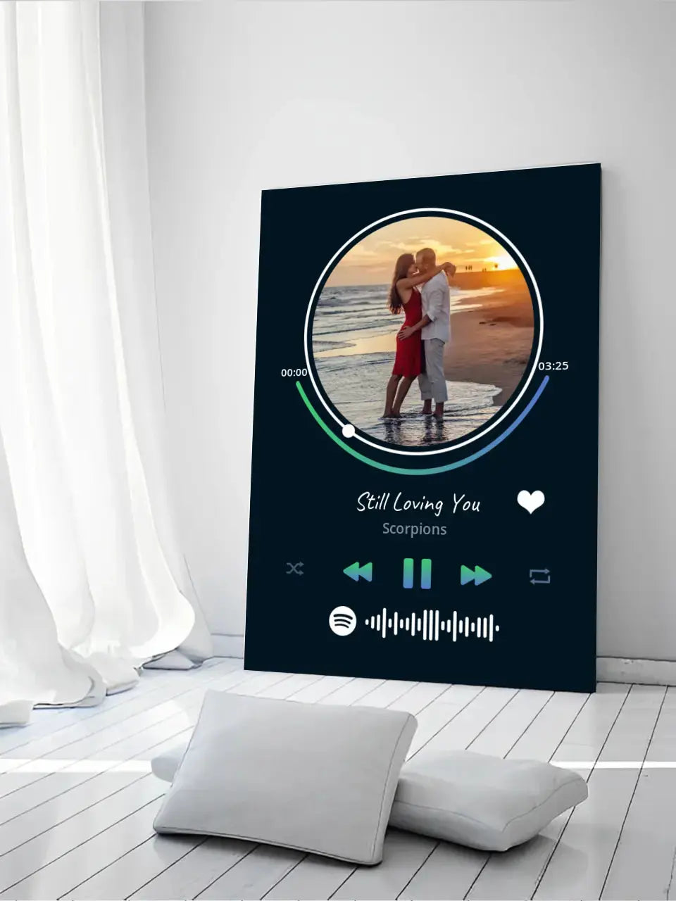 Personalizuotas Spotify muzikos grotuvas ant drobės su jūsų nuotrauka, daina ir spotify kodu Drobe - dovanokis.lt