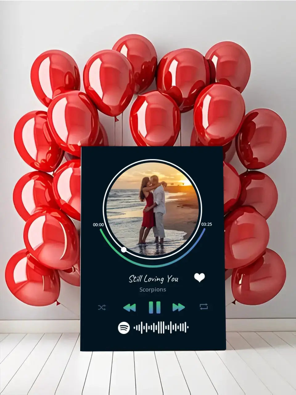 Personalizuotas Spotify muzikos grotuvas ant drobės su jūsų nuotrauka, daina ir spotify kodu Drobe - dovanokis.lt