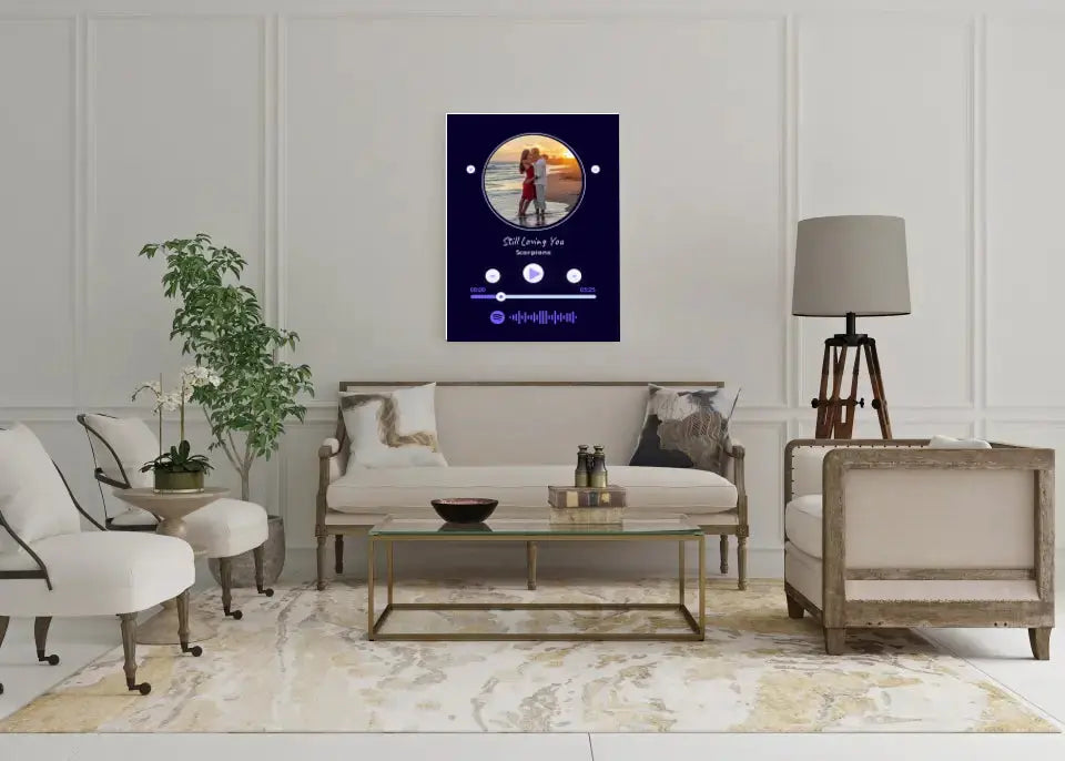 Personalizuotas Spotify muzikos grotuvas ant drobės su jūsų nuotrauka, daina ir spotify kodu Drobe - dovanokis.lt