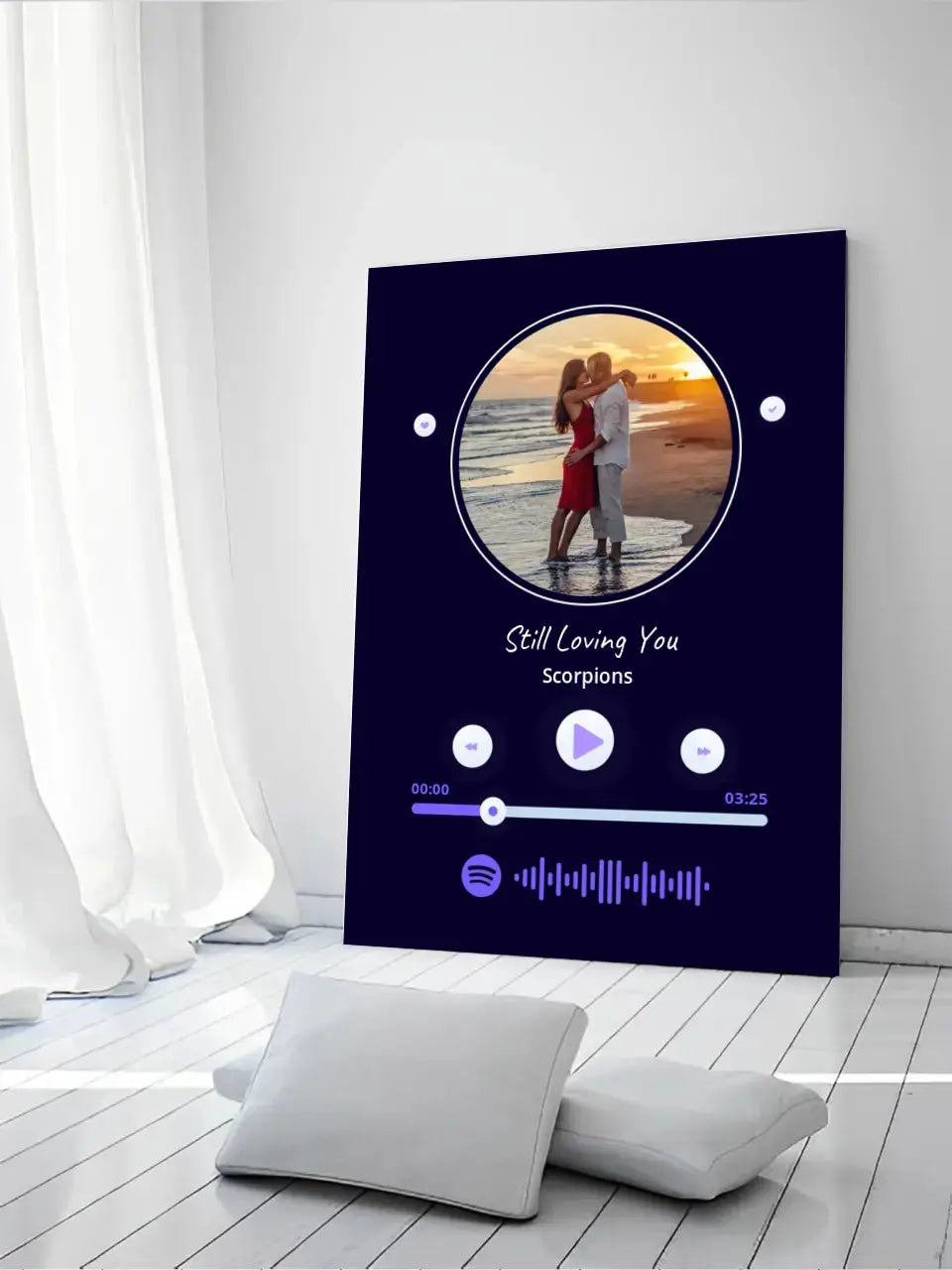 Personalizuotas Spotify muzikos grotuvas ant drobės su jūsų nuotrauka, daina ir spotify kodu Drobe - dovanokis.lt