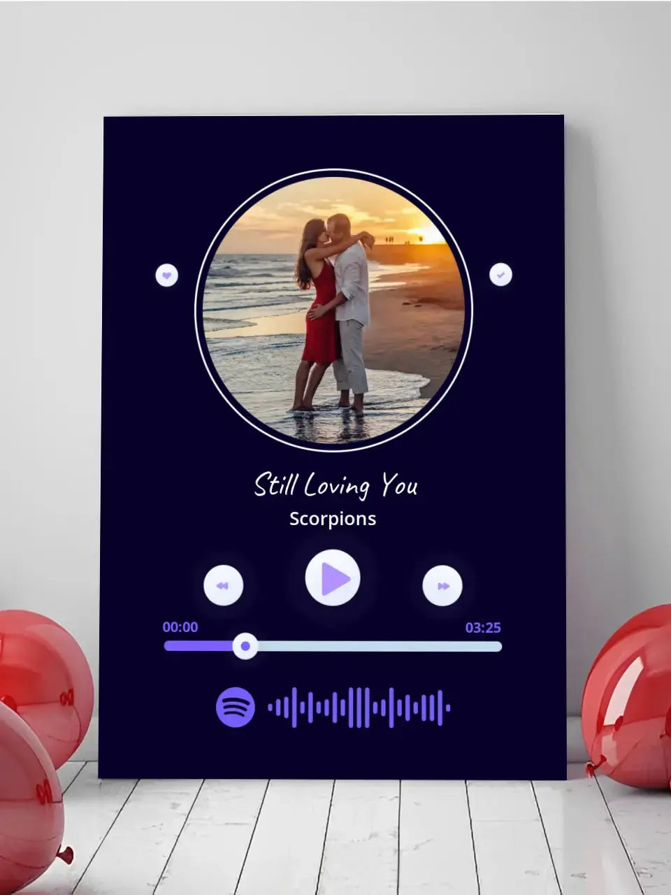 Personalizuotas Spotify muzikos grotuvas ant drobės su jūsų nuotrauka, daina ir spotify kodu Drobe - dovanokis.lt