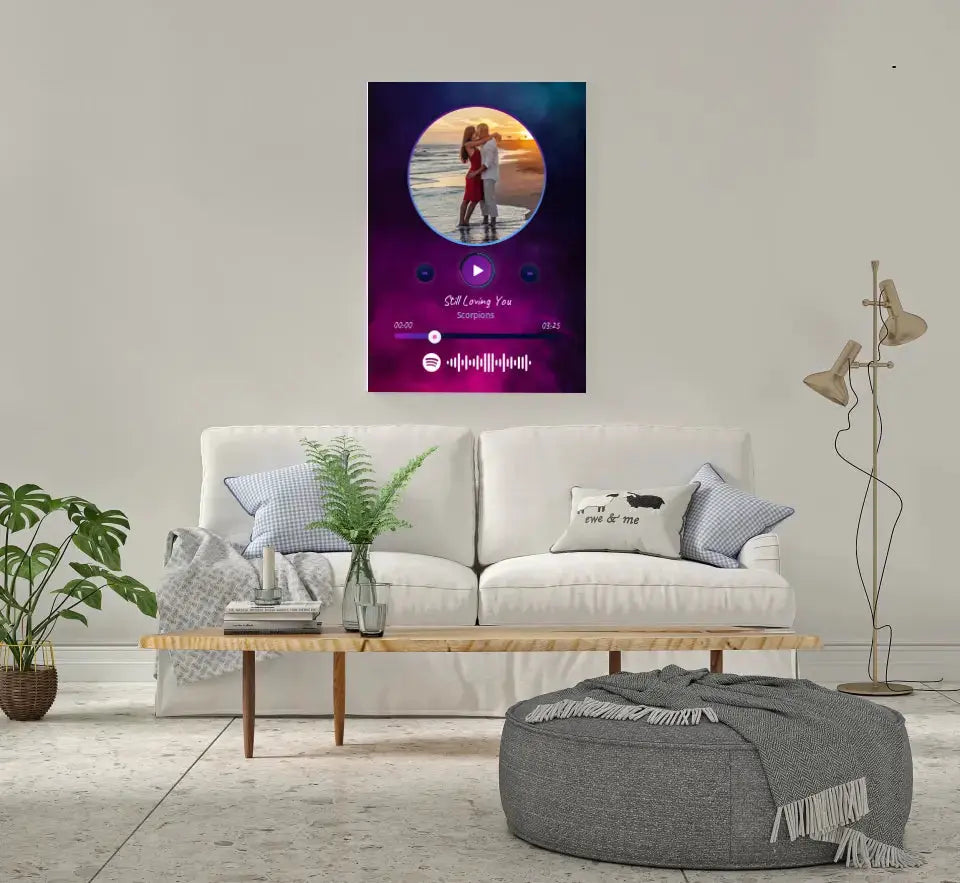 Personalizuotas Spotify muzikos grotuvas ant drobės su jūsų nuotrauka, daina ir spotify kodu Drobe - dovanokis.lt