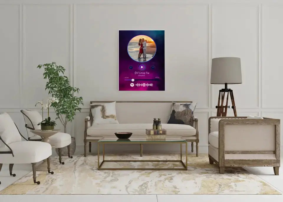 Personalizuotas Spotify muzikos grotuvas ant drobės su jūsų nuotrauka, daina ir spotify kodu Drobe - dovanokis.lt