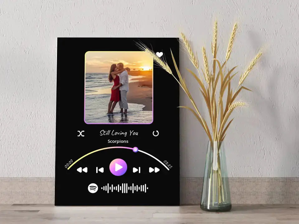 Personalizuotas Spotify muzikos grotuvas ant drobės su jūsų nuotrauka, daina ir spotify kodu Drobe - dovanokis.lt