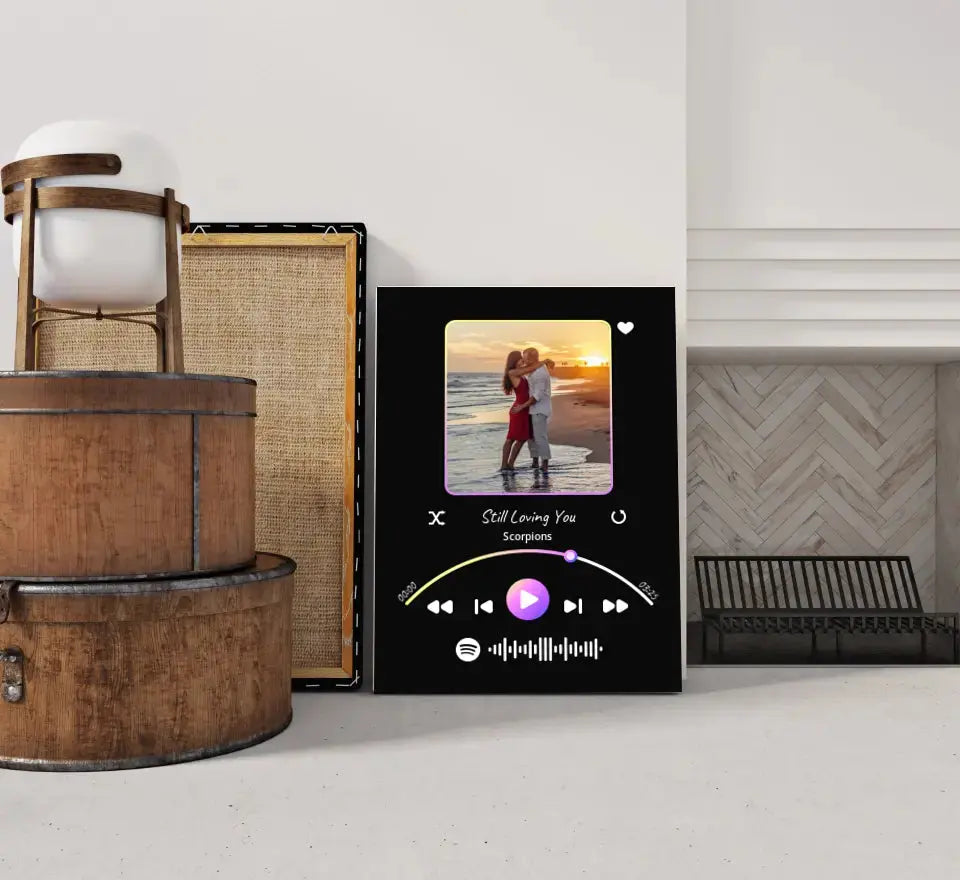 Personalizuotas Spotify muzikos grotuvas ant drobės su jūsų nuotrauka, daina ir spotify kodu Drobe - dovanokis.lt