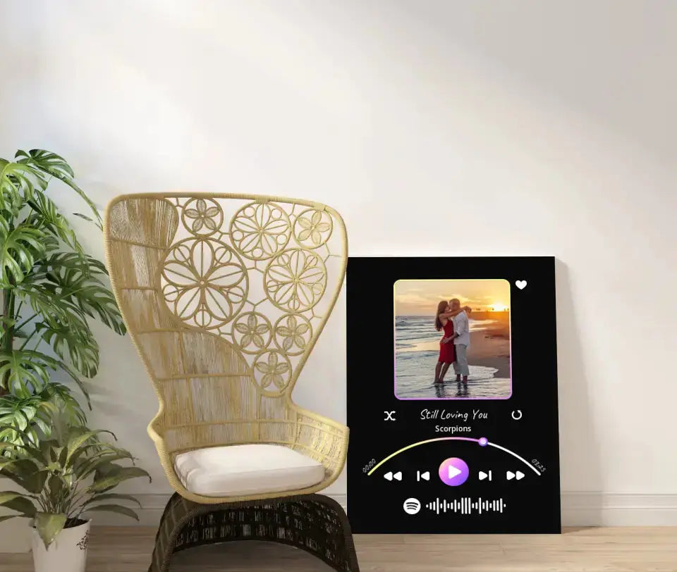 Personalizuotas Spotify muzikos grotuvas ant drobės su jūsų nuotrauka, daina ir spotify kodu Drobe - dovanokis.lt