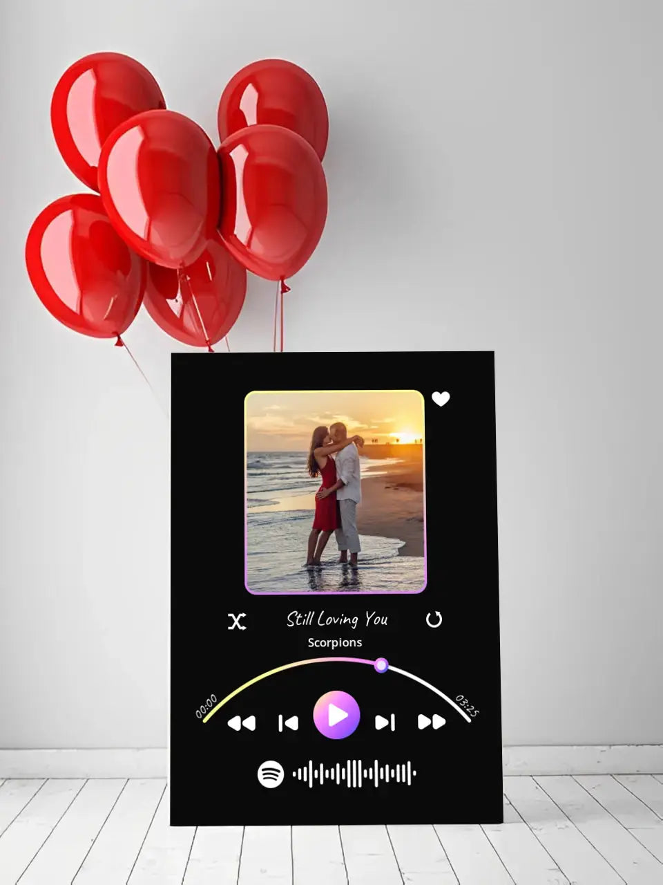 Personalizuotas Spotify muzikos grotuvas ant drobės su jūsų nuotrauka, daina ir spotify kodu Drobe - dovanokis.lt