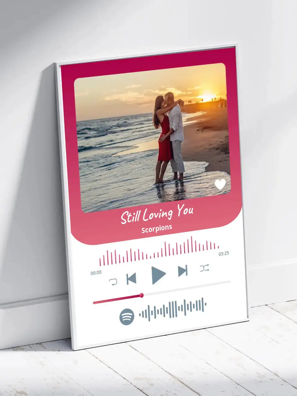 Personalizuotas Spotify muzikos grotuvo įrėmintas plakatas su jūsų nuotrauka, daina ir spotify kodu Posteris(Plakatas) - dovanokis.lt