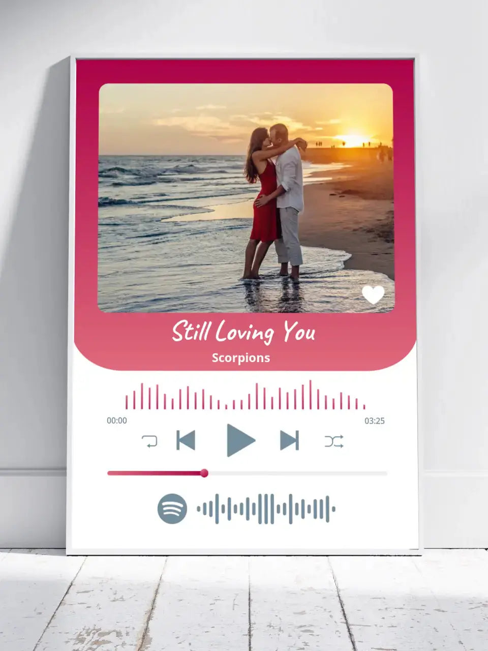 Personalizuotas Spotify muzikos grotuvo įrėmintas plakatas su jūsų nuotrauka, daina ir spotify kodu Posteris(Plakatas) - dovanokis.lt