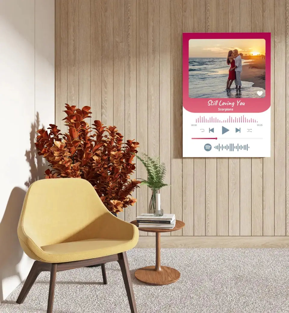 Personalizuotas Spotify muzikos grotuvas ant drobės su jūsų nuotrauka, daina ir spotify kodu Drobe - dovanokis.lt