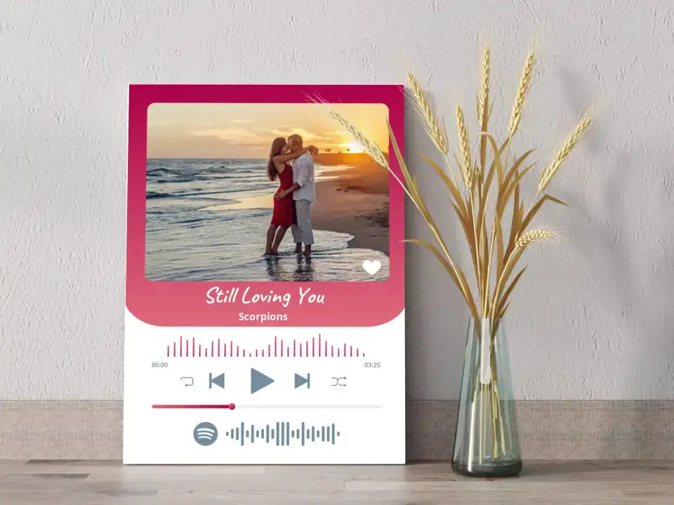 Personalizuotas Spotify muzikos grotuvas ant drobės su jūsų nuotrauka, daina ir spotify kodu Drobe - dovanokis.lt