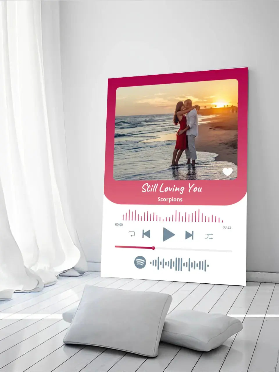 Personalizuotas Spotify muzikos grotuvas ant drobės su jūsų nuotrauka, daina ir spotify kodu Drobe - dovanokis.lt