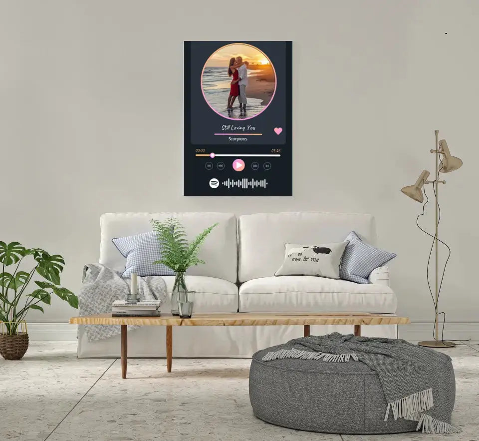 Personalizuotas Spotify muzikos grotuvas ant drobės su jūsų nuotrauka, daina ir spotify kodu Drobe - dovanokis.lt