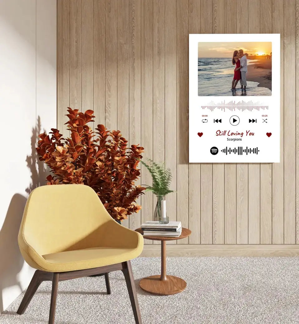 Personalizuotas Spotify muzikos grotuvas ant drobės su jūsų nuotrauka, daina ir spotify kodu Drobe - dovanokis.lt