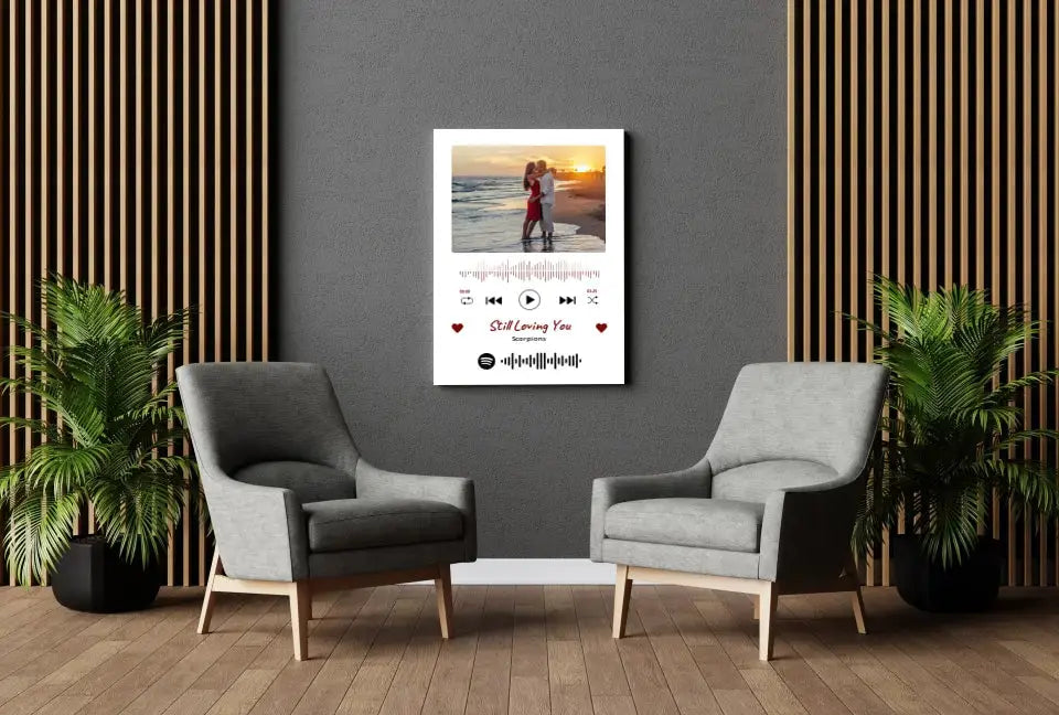 Personalizuotas Spotify muzikos grotuvas ant drobės su jūsų nuotrauka, daina ir spotify kodu Drobe - dovanokis.lt