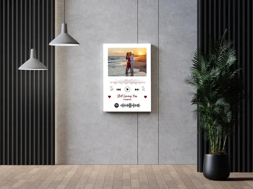 Personalizuotas Spotify muzikos grotuvas ant drobės su jūsų nuotrauka, daina ir spotify kodu Drobe - dovanokis.lt