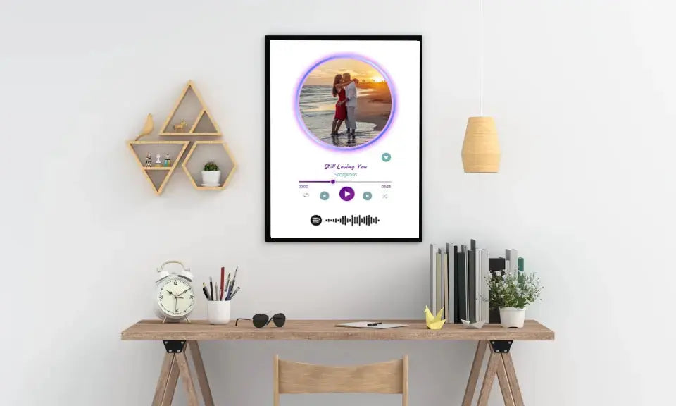 Personalizuotas Spotify muzikos grotuvo įrėmintas plakatas su jūsų nuotrauka, daina ir spotify kodu Posteris(Plakatas) - dovanokis.lt